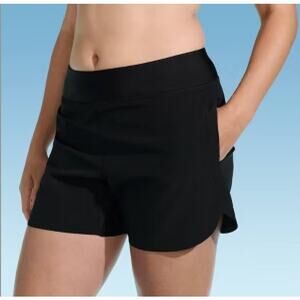 Lands End Shorts Women 18W Black Athletic Activewear Yoga Workout Outdoor